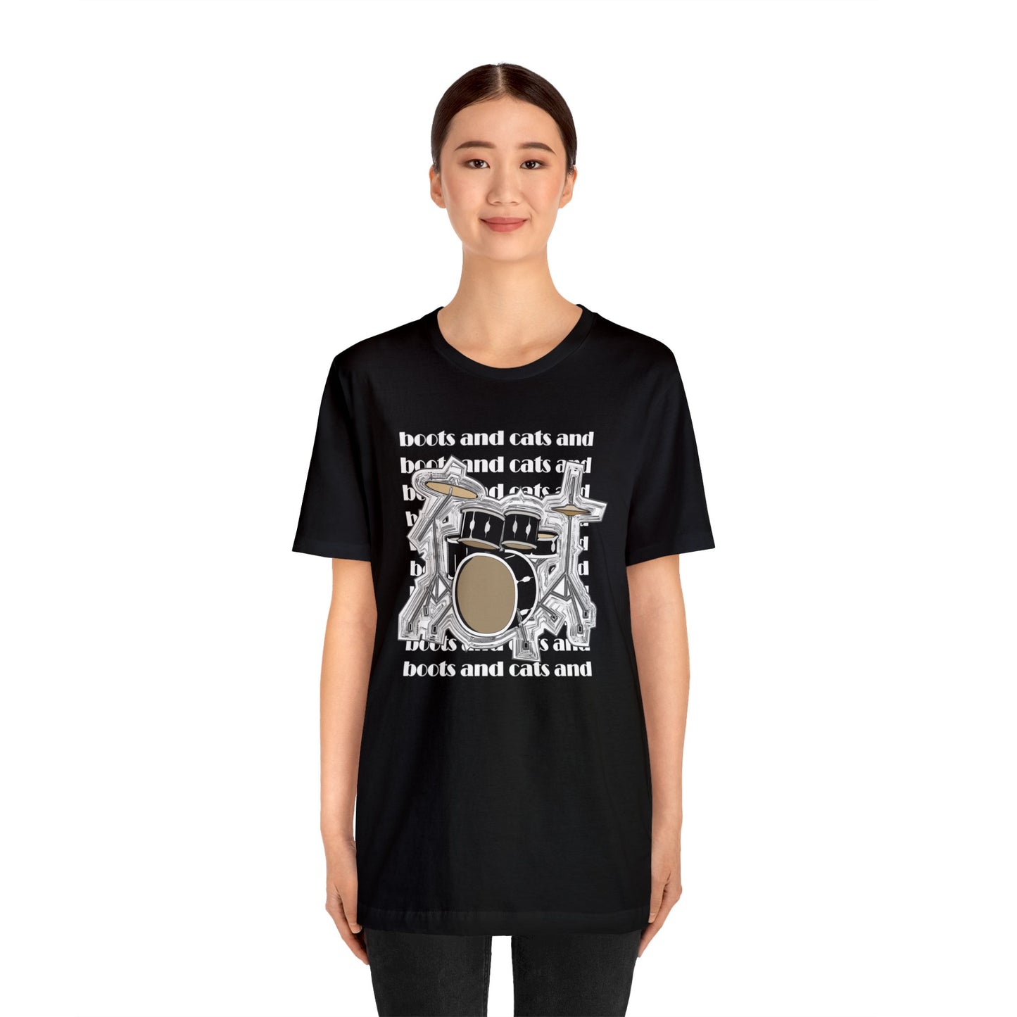 Boots and Cats (Drums) - Unisex Jersey Short Sleeve Tee